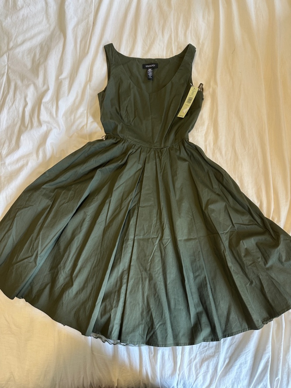 NWT Ideology Women's Olive Green Fit & Flare Sleeveless Dress Size 2